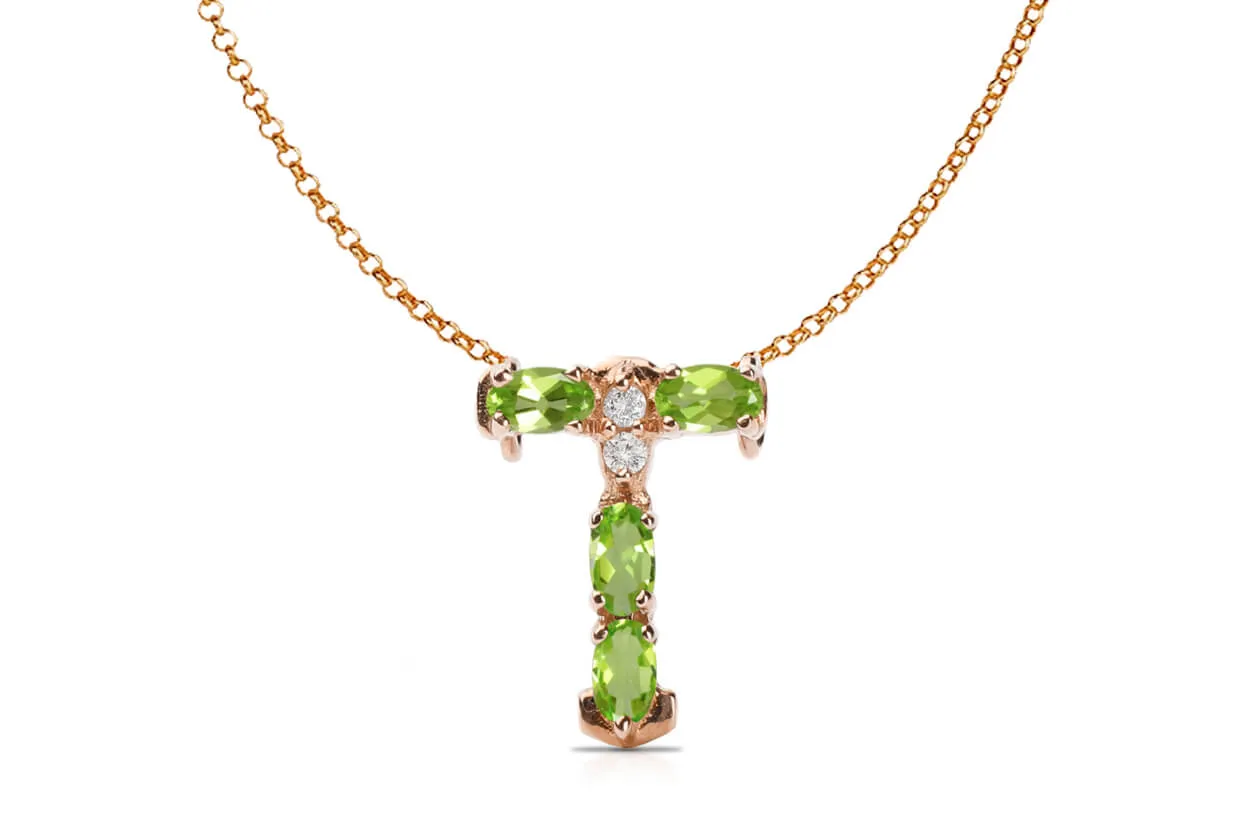 Pendant Letter T Initial 18kt Gold