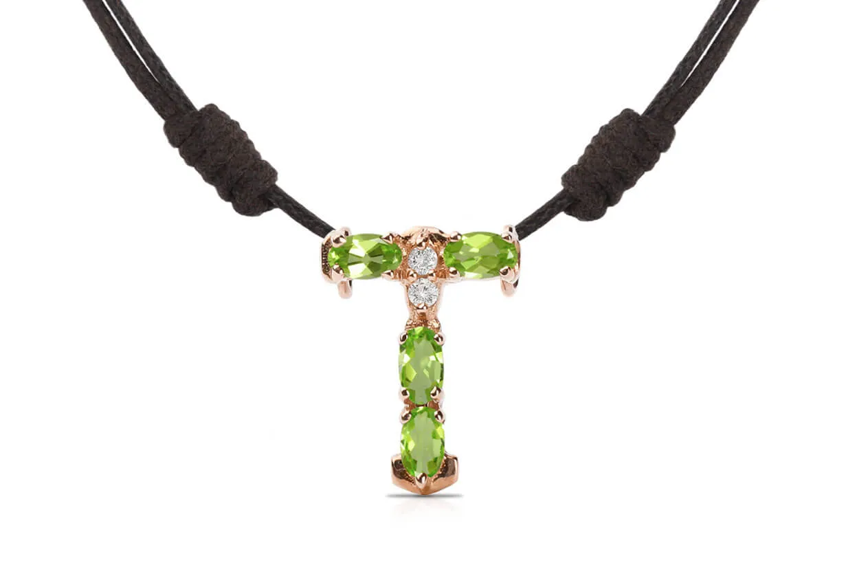 Pendant Letter T Initial 18kt Gold