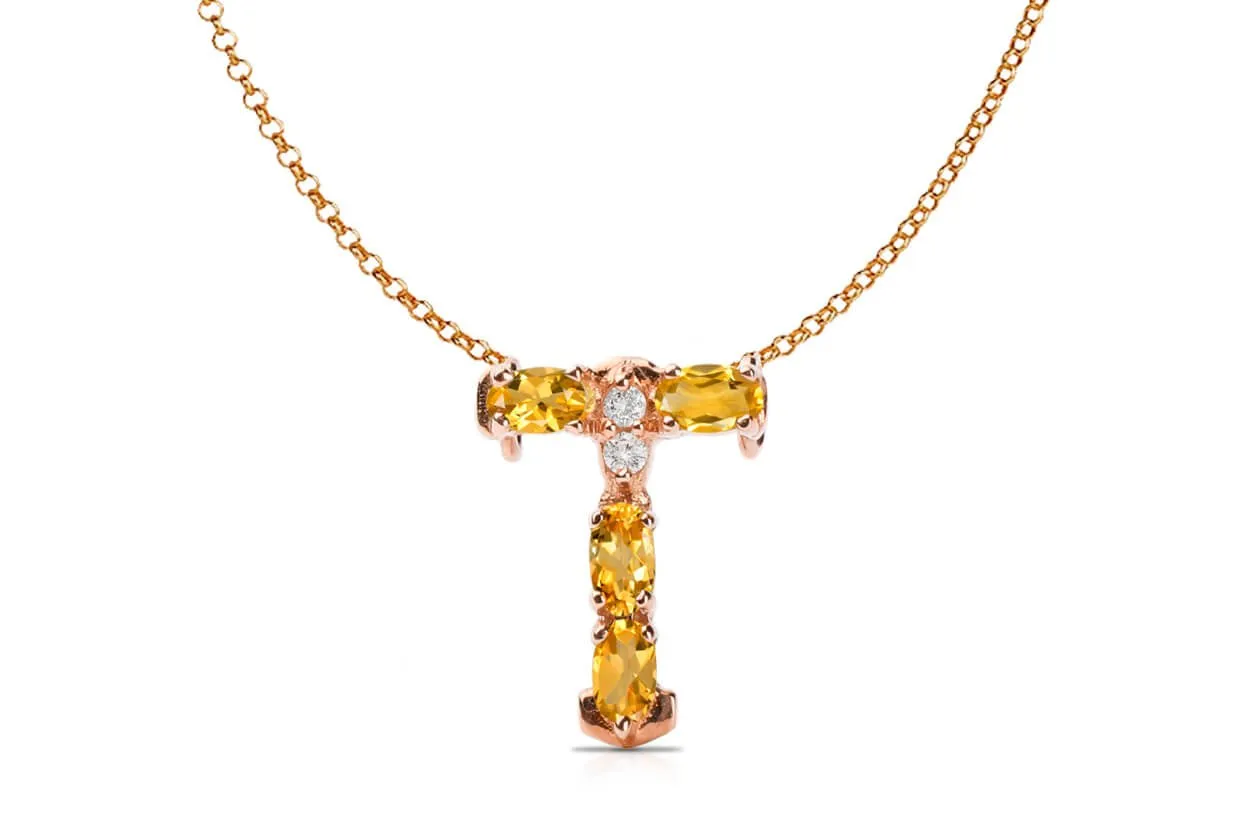 Pendant Letter T Initial 18kt Gold