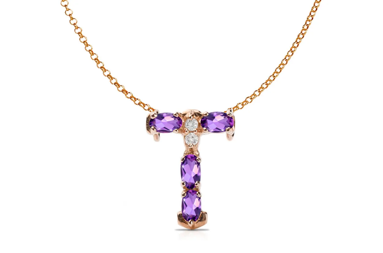Pendant Letter T Initial 18kt Gold