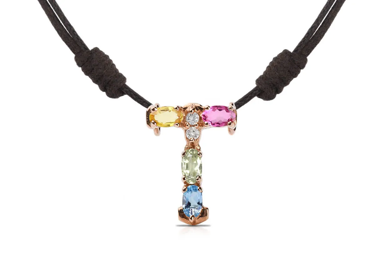Pendant Letter T Initial 18kt Gold