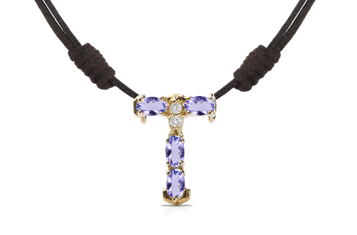 Pendant Letter T Initial 18kt Gold