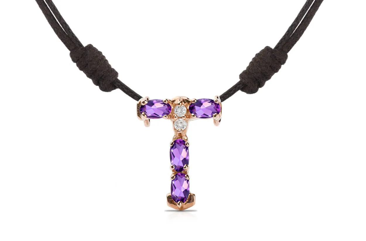 Pendant Letter T Initial 18kt Gold