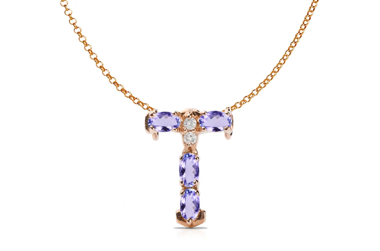 Pendant Letter T Initial 18kt Gold