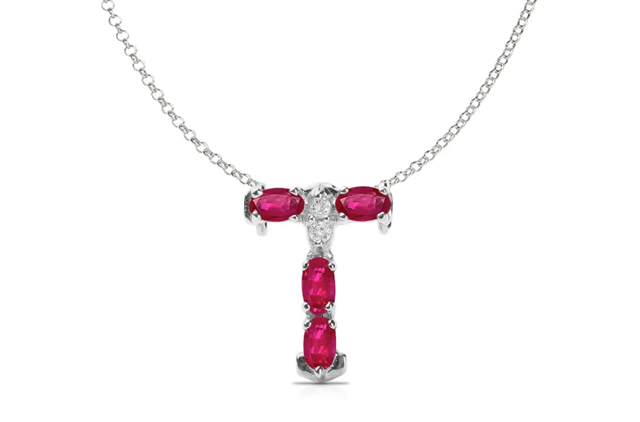 Pendant Letter T Initial 18kt Gold