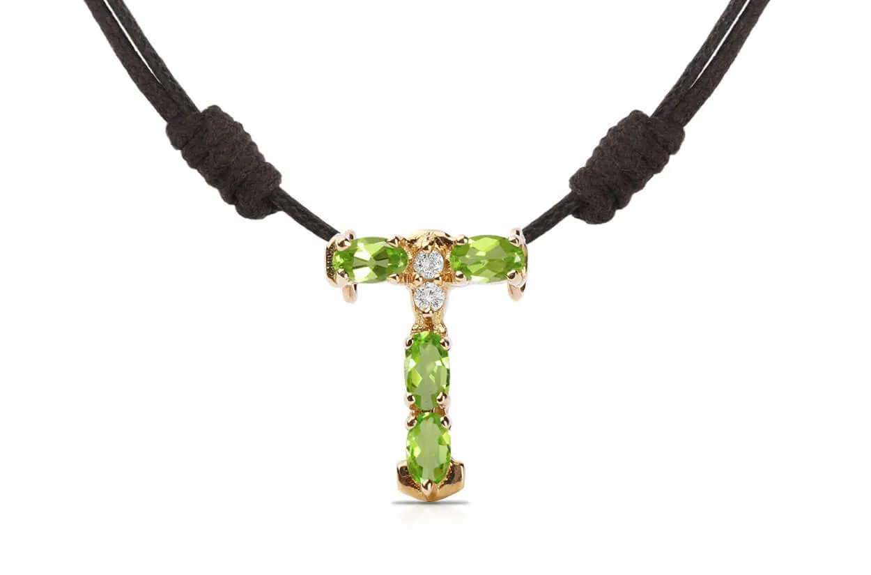 Pendant Letter T Initial 18kt Gold