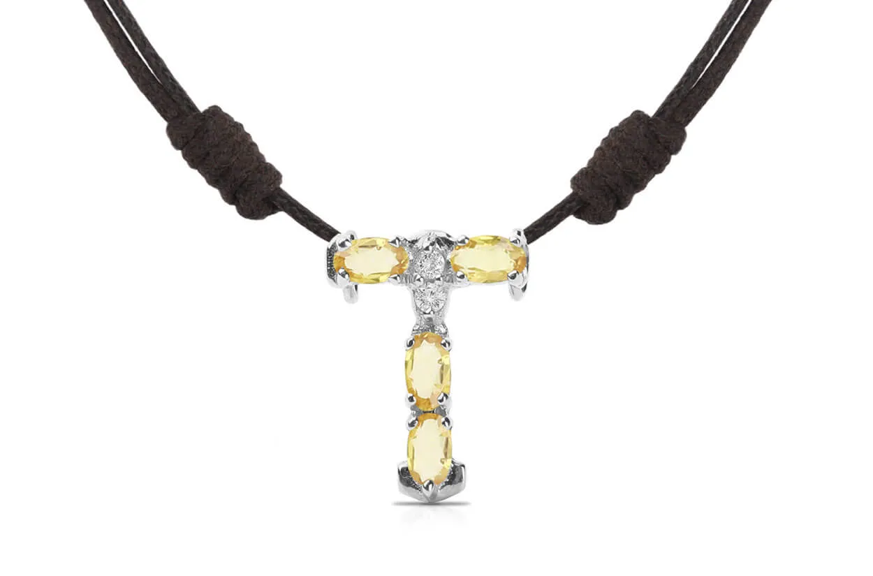 Pendant Letter T Initial 18kt Gold