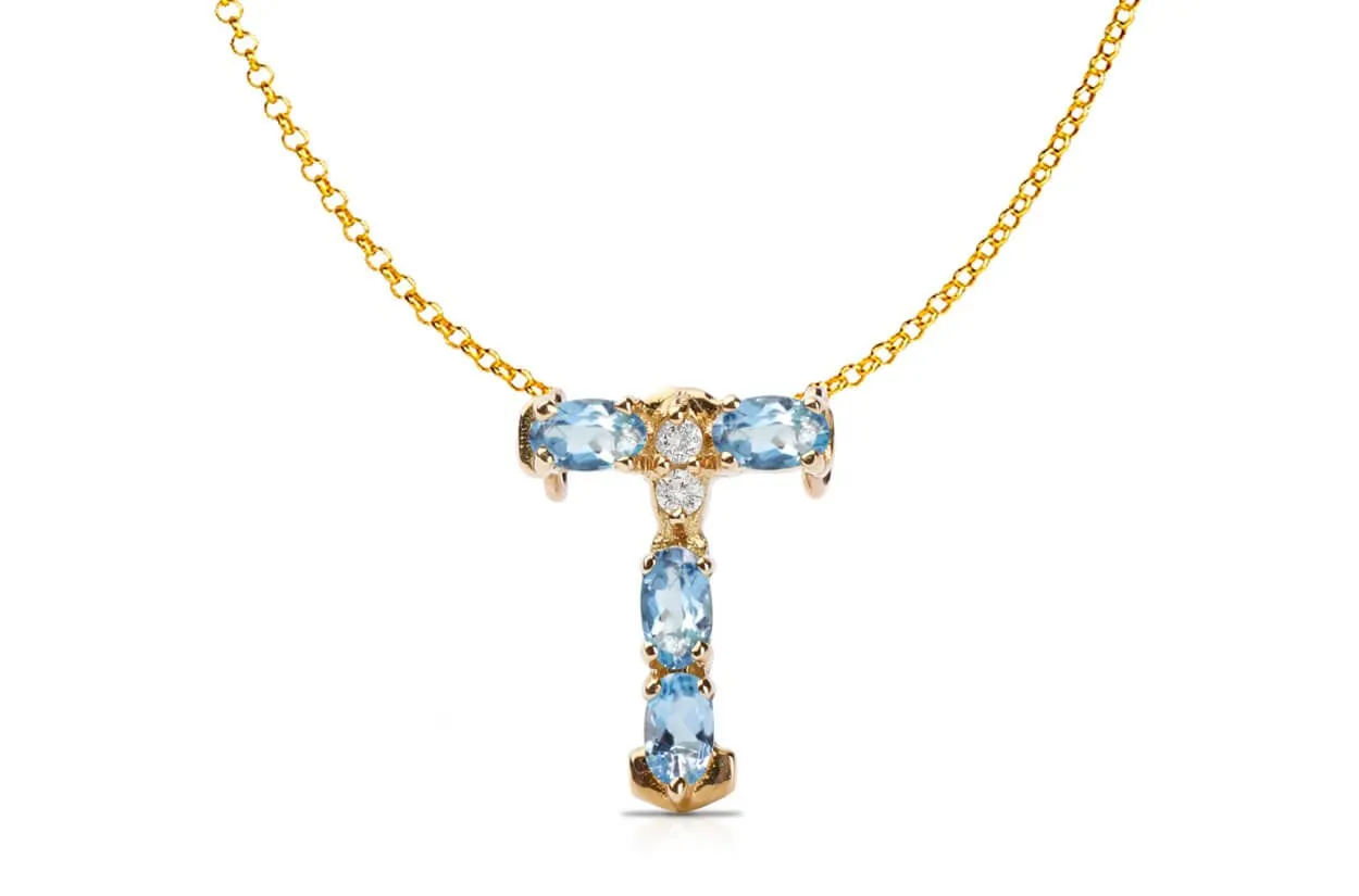 Pendant Letter T Initial 18kt Gold