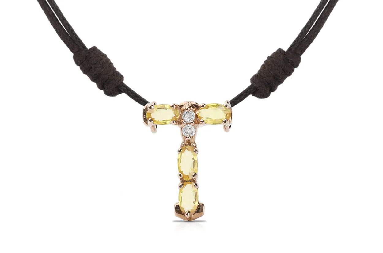 Pendant Letter T Initial 18kt Gold