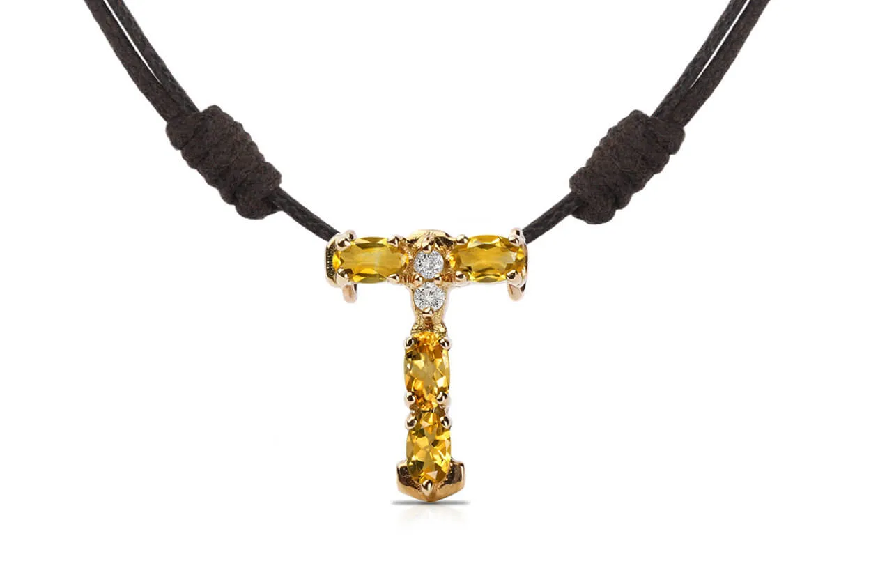 Pendant Letter T Initial 18kt Gold