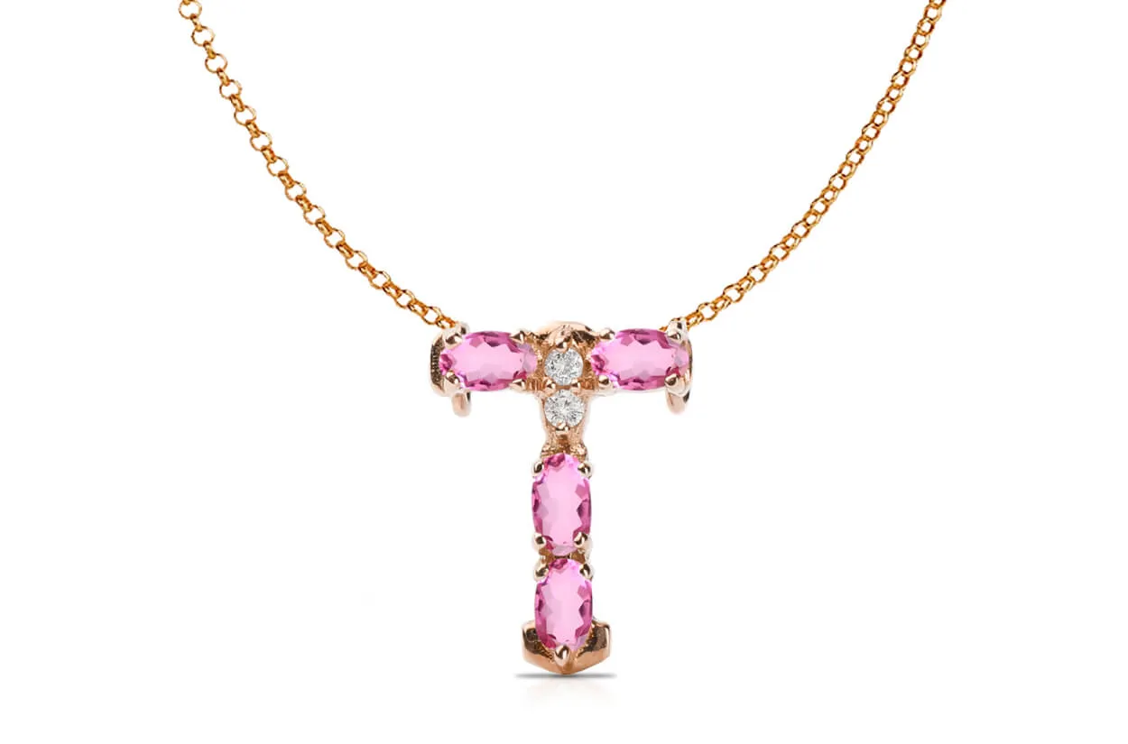 Pendant Letter T Initial 18kt Gold