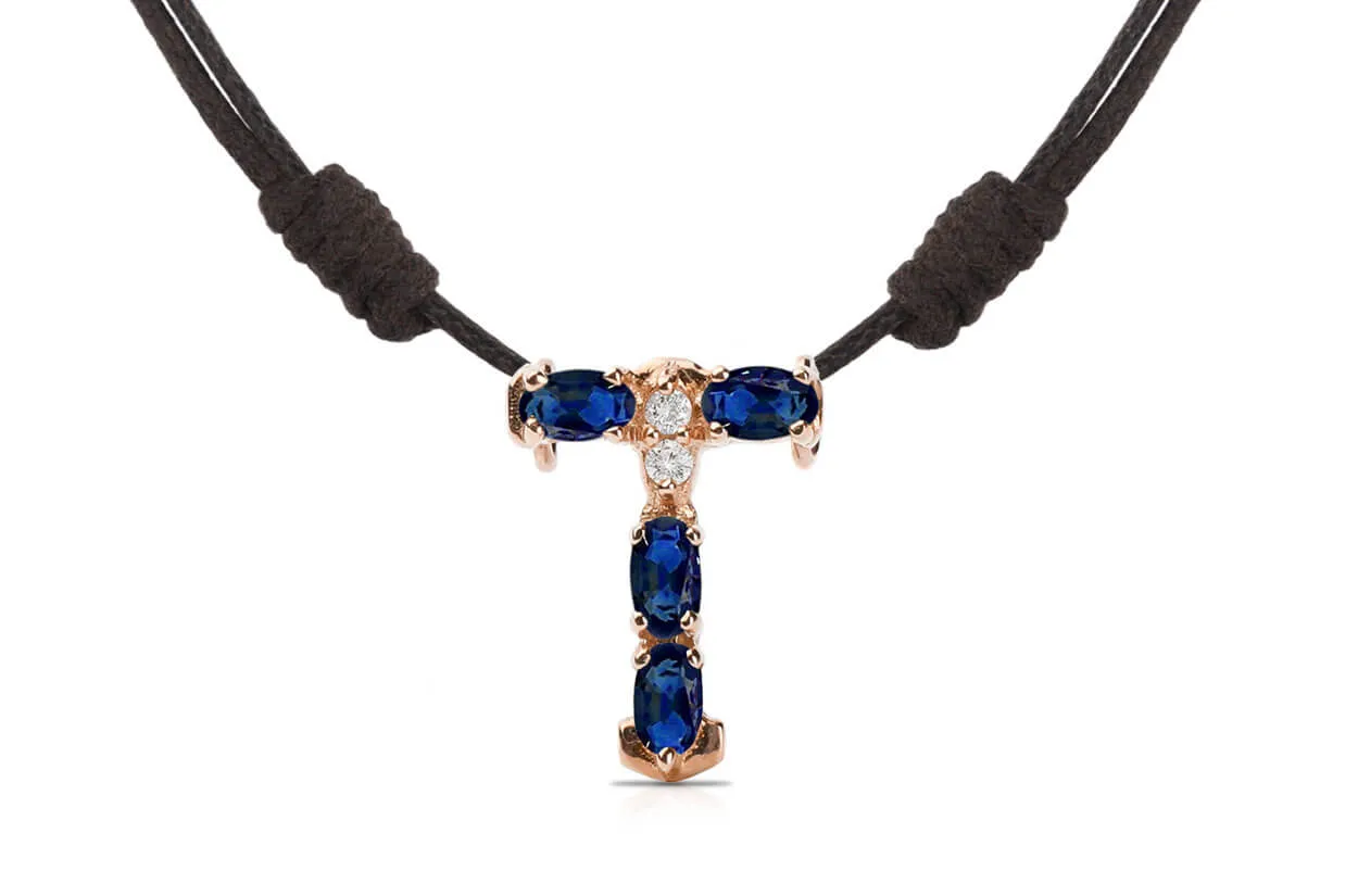 Pendant Letter T Initial 18kt Gold