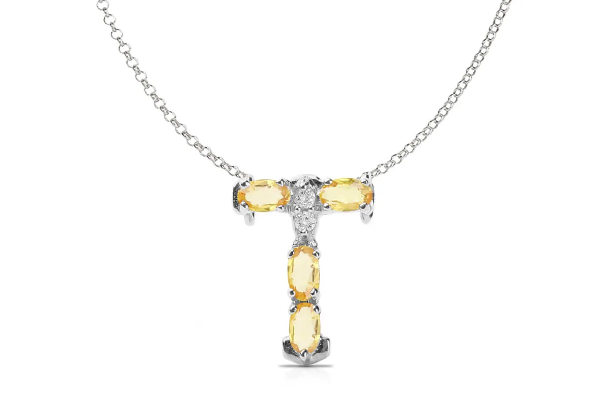 Pendant Letter T Initial 18kt Gold