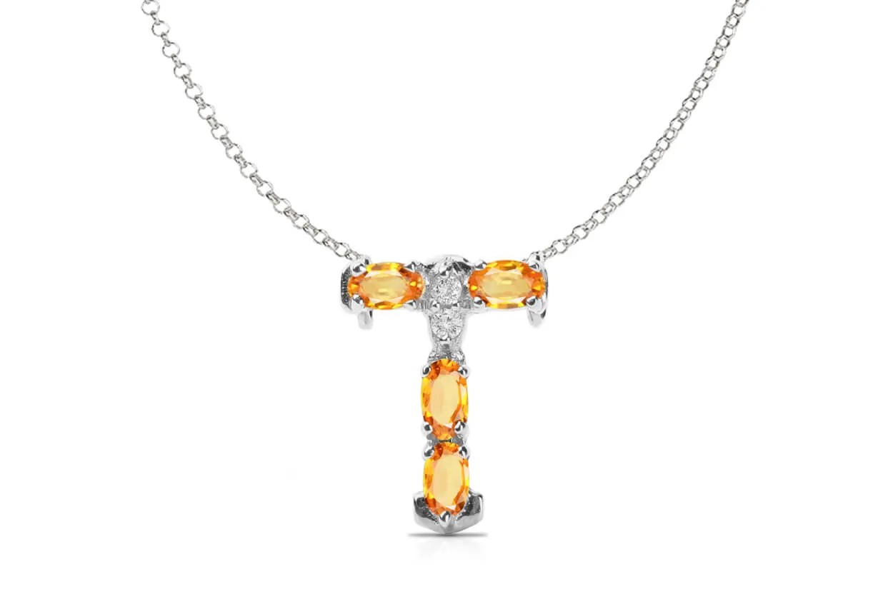 Pendant Letter T Initial 18kt Gold