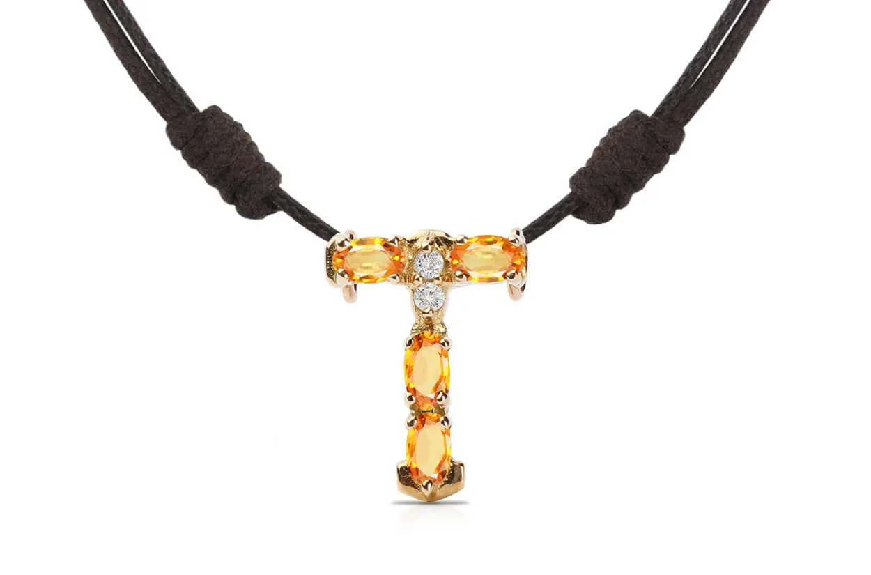 Pendant Letter T Initial 18kt Gold