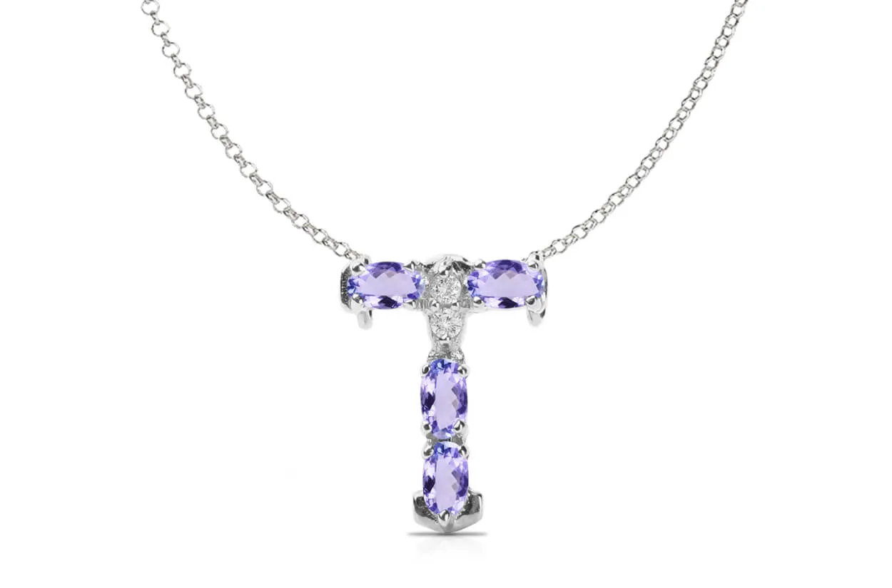Pendant Letter T Initial 18kt Gold