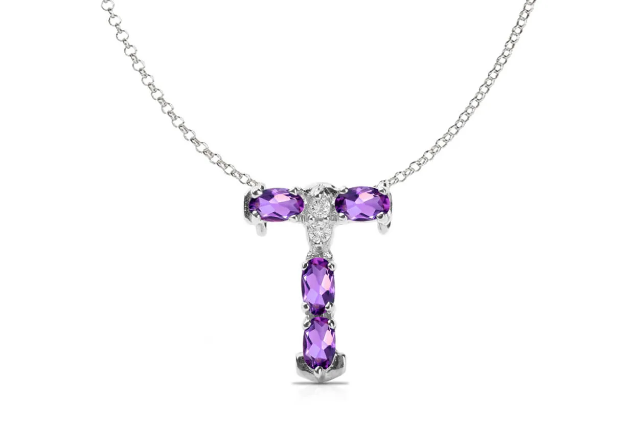 Pendant Letter T Initial 18kt Gold