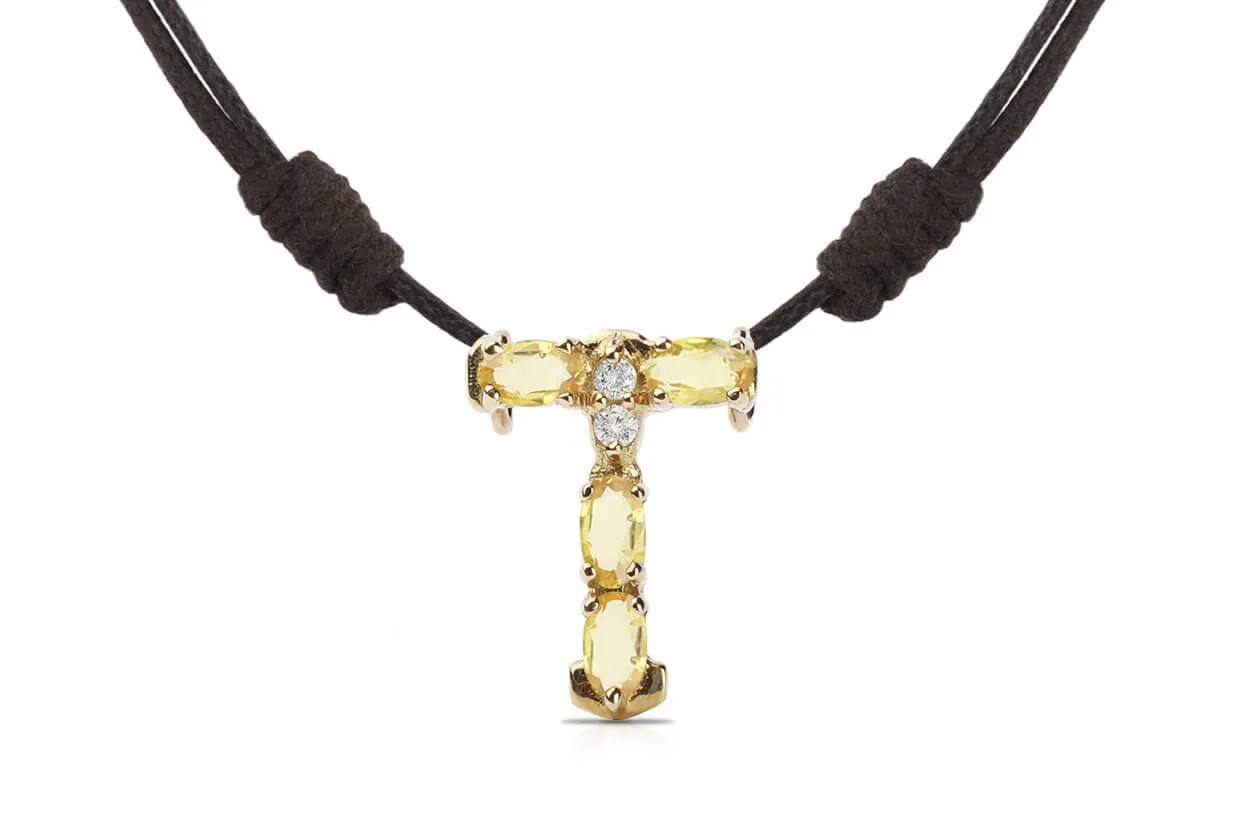 Pendant Letter T Initial 18kt Gold