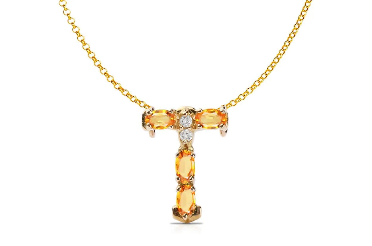 Pendant Letter T Initial 18kt Gold