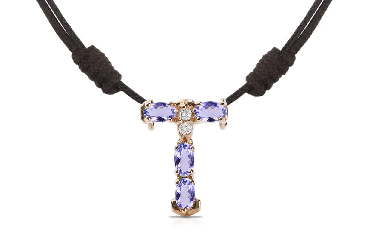 Pendant Letter T Initial 18kt Gold