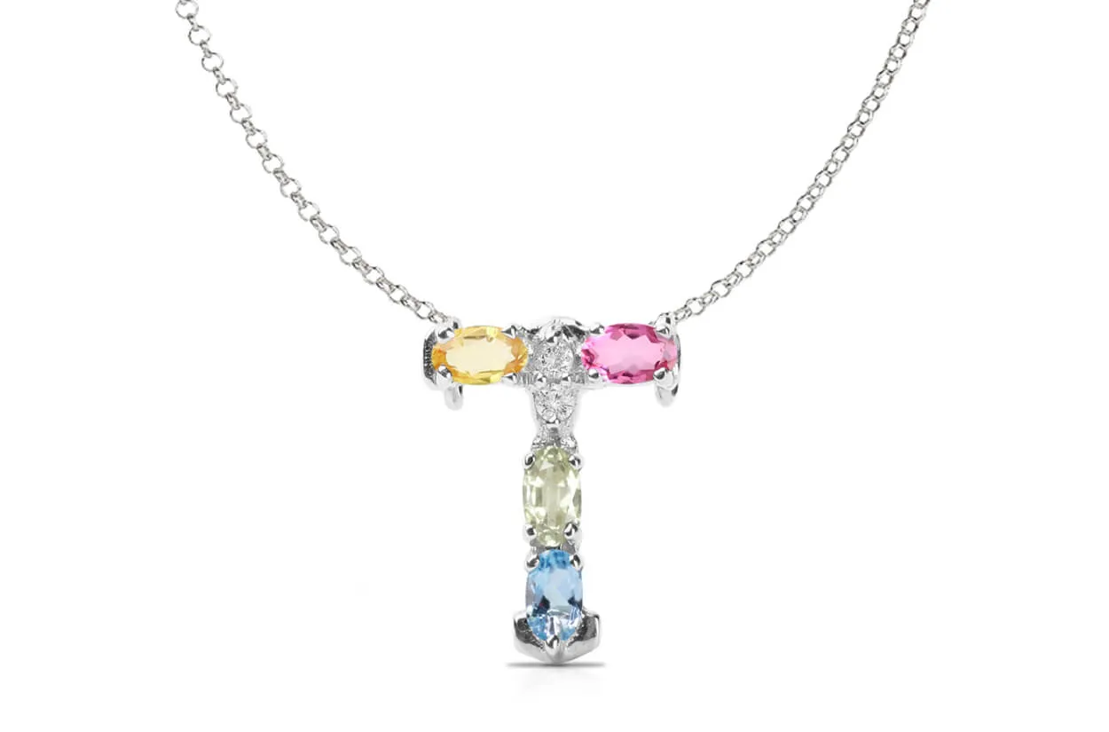 Pendant Letter T Initial 18kt Gold