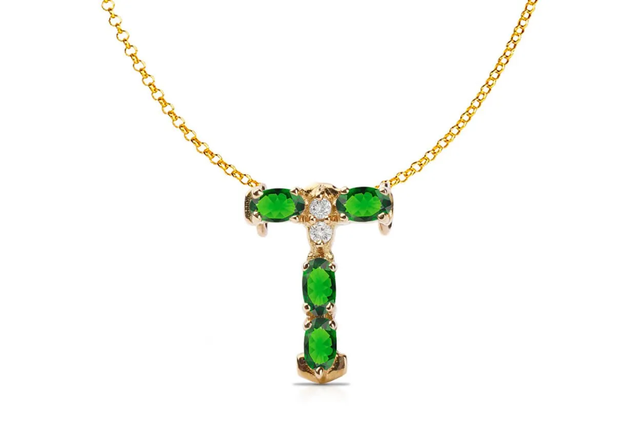 Pendant Letter T Initial 18kt Gold