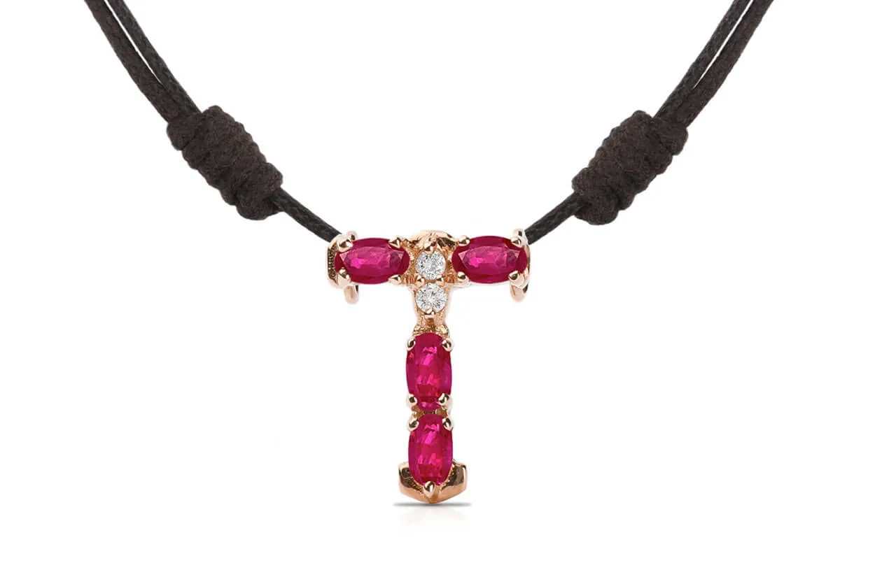 Pendant Letter T Initial 18kt Gold
