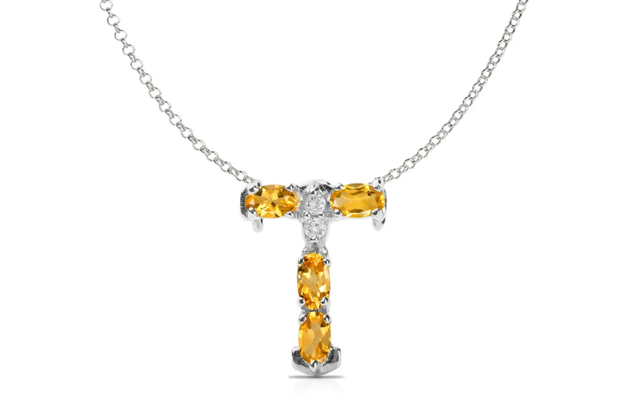 Pendant Letter T Initial 18kt Gold