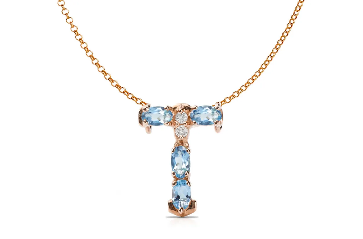 Pendant Letter T Initial 18kt Gold