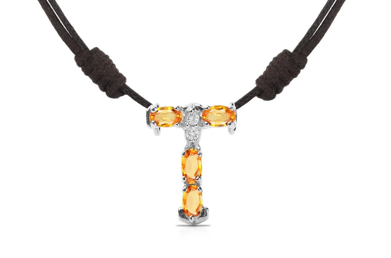 Pendant Letter T Initial 18kt Gold
