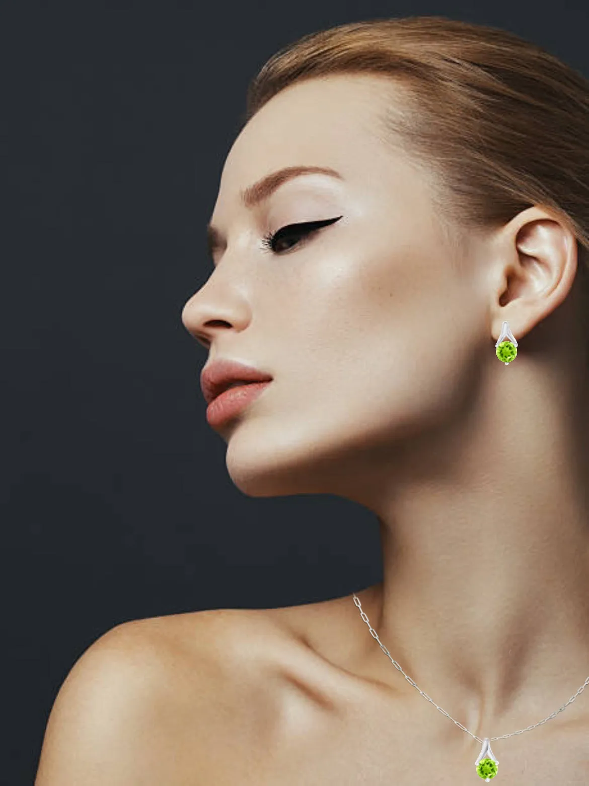 Peridot Earring and Necklace Set in Sterling Silver
