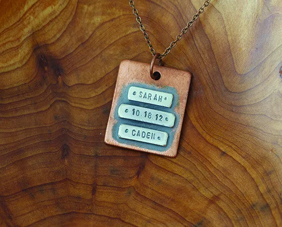 Personalized Copper Wide Name Plate Necklace  (S0482)