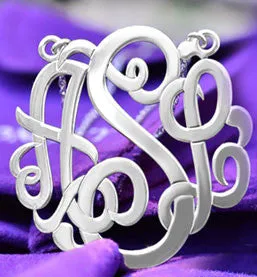 Personalized Sterling Silver Classic Script Monogram Necklace