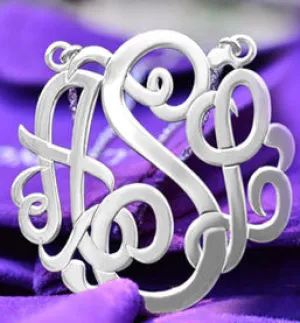 Personalized Sterling Silver Classic Script Monogram Necklace