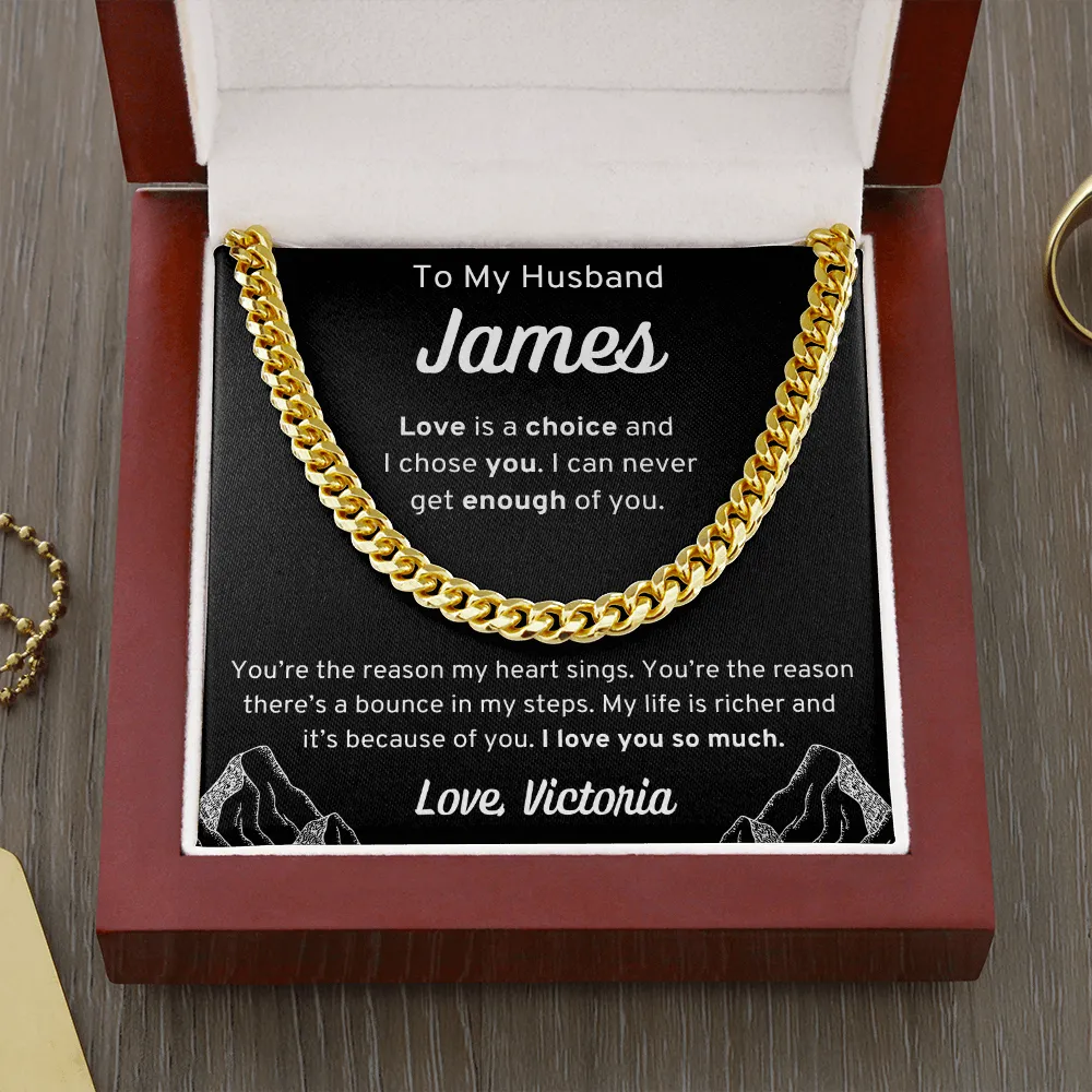 Personalized To My Husband Cuban Link Necklace