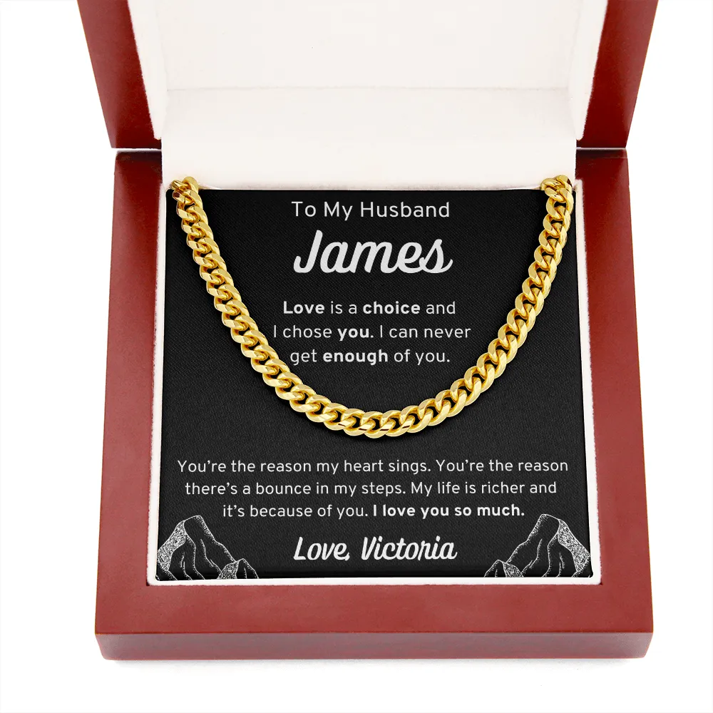 Personalized To My Husband Cuban Link Necklace