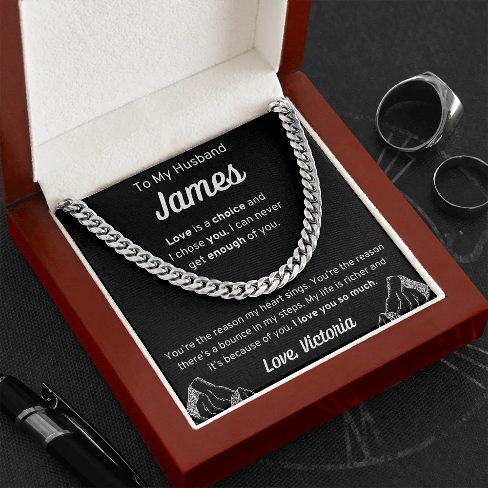 Personalized To My Husband Cuban Link Necklace