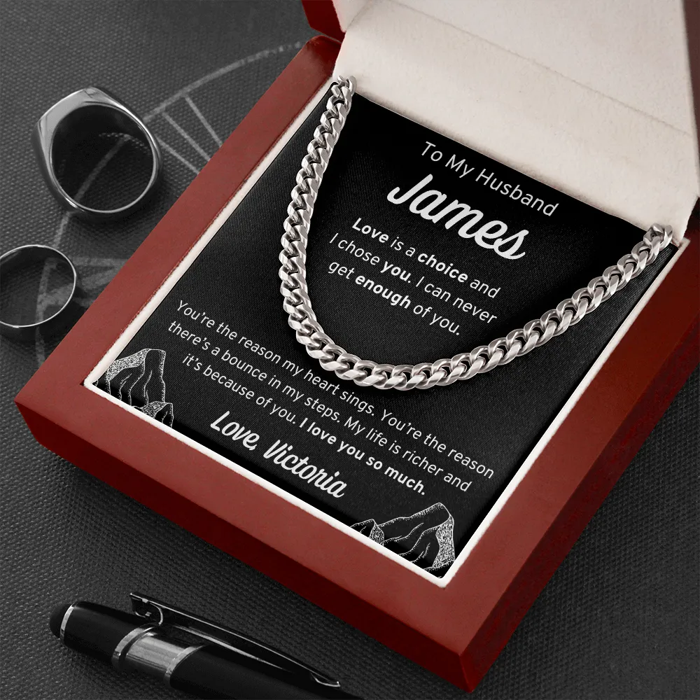 Personalized To My Husband Cuban Link Necklace