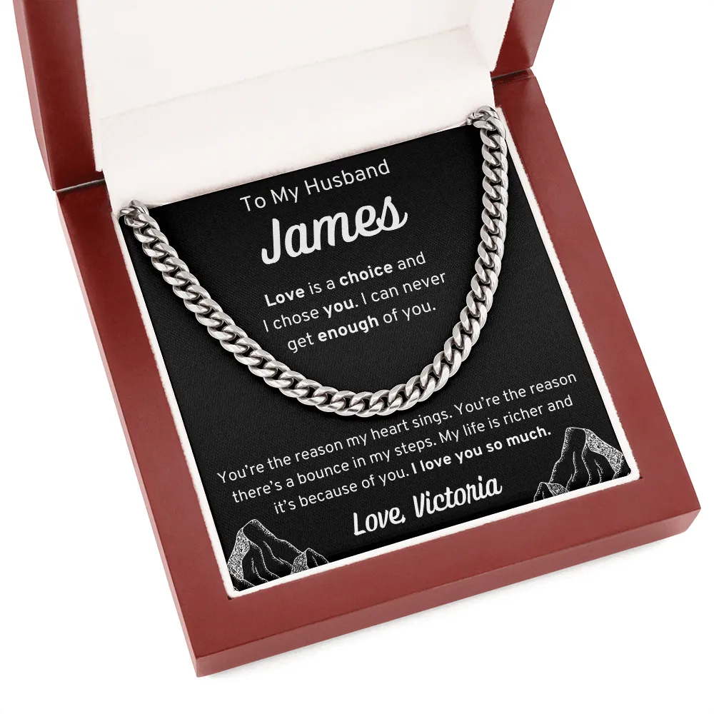 Personalized To My Husband Cuban Link Necklace
