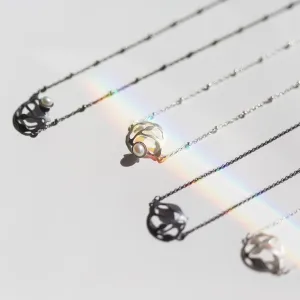 Petite Pearl Cluster Necklace in Brushed Silver