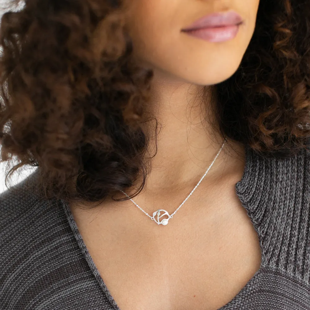 Petite Pearl Cluster Necklace in Brushed Silver