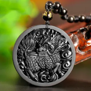 Prosperity Pixiu Obsidian Necklace
