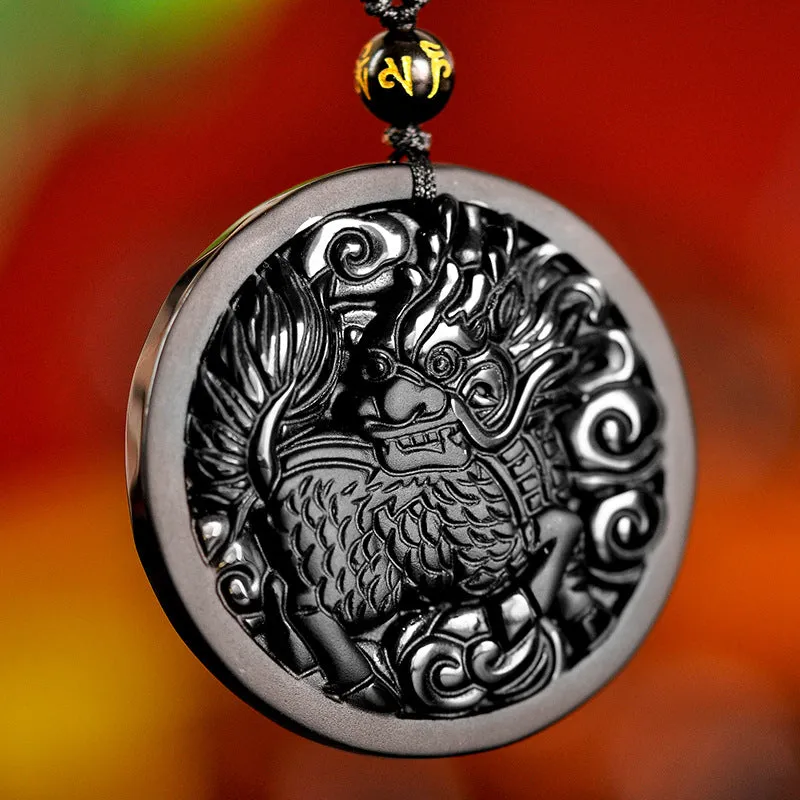 Prosperity Pixiu Obsidian Necklace