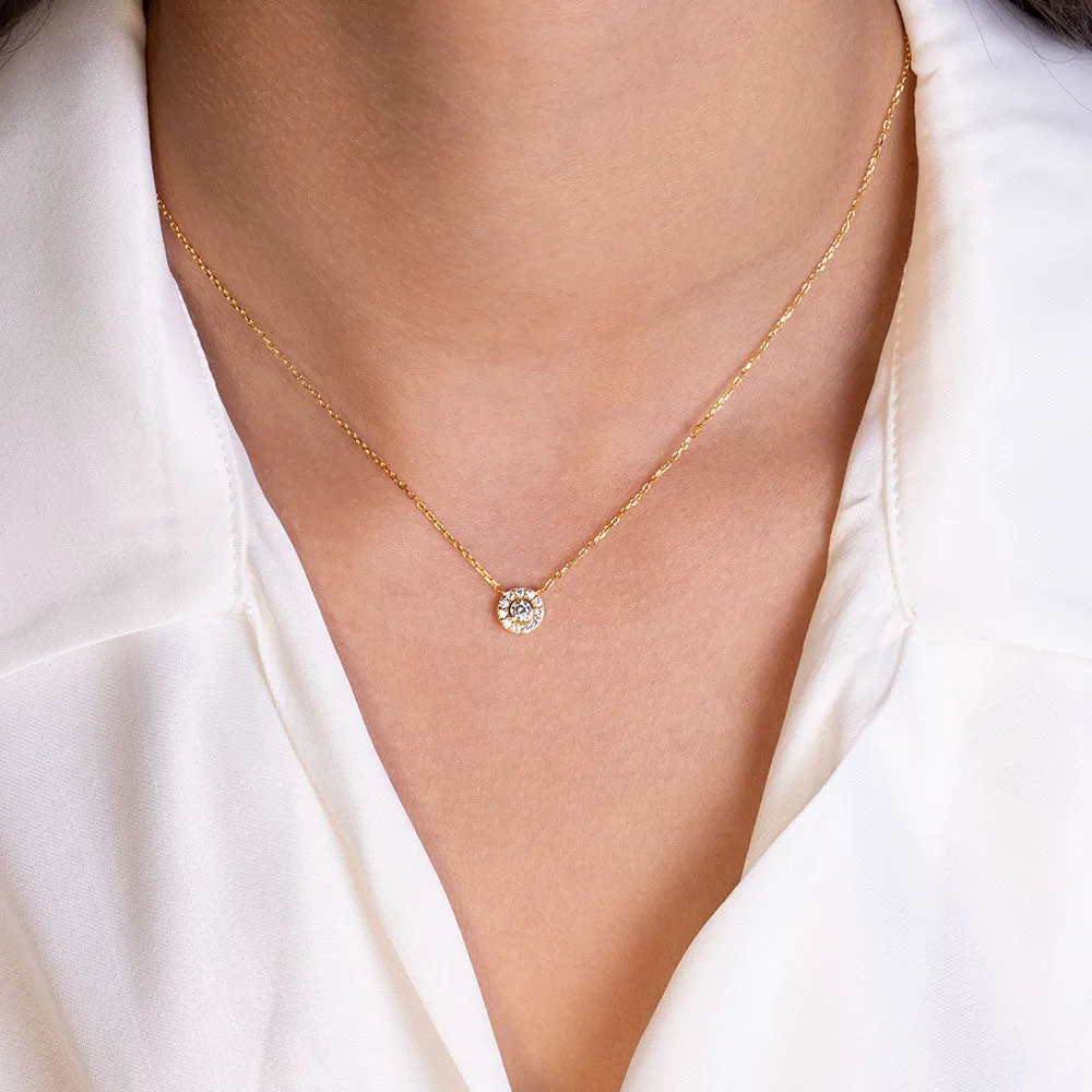 "Evy" 0.5CTW Sterling Silver Round Cut Halo Pendant Necklace