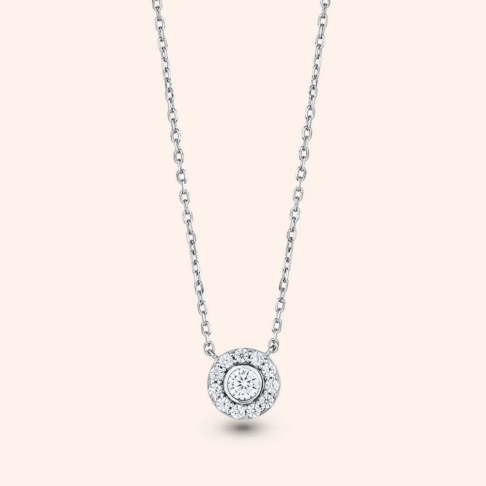"Evy" 0.5CTW Sterling Silver Round Cut Halo Pendant Necklace