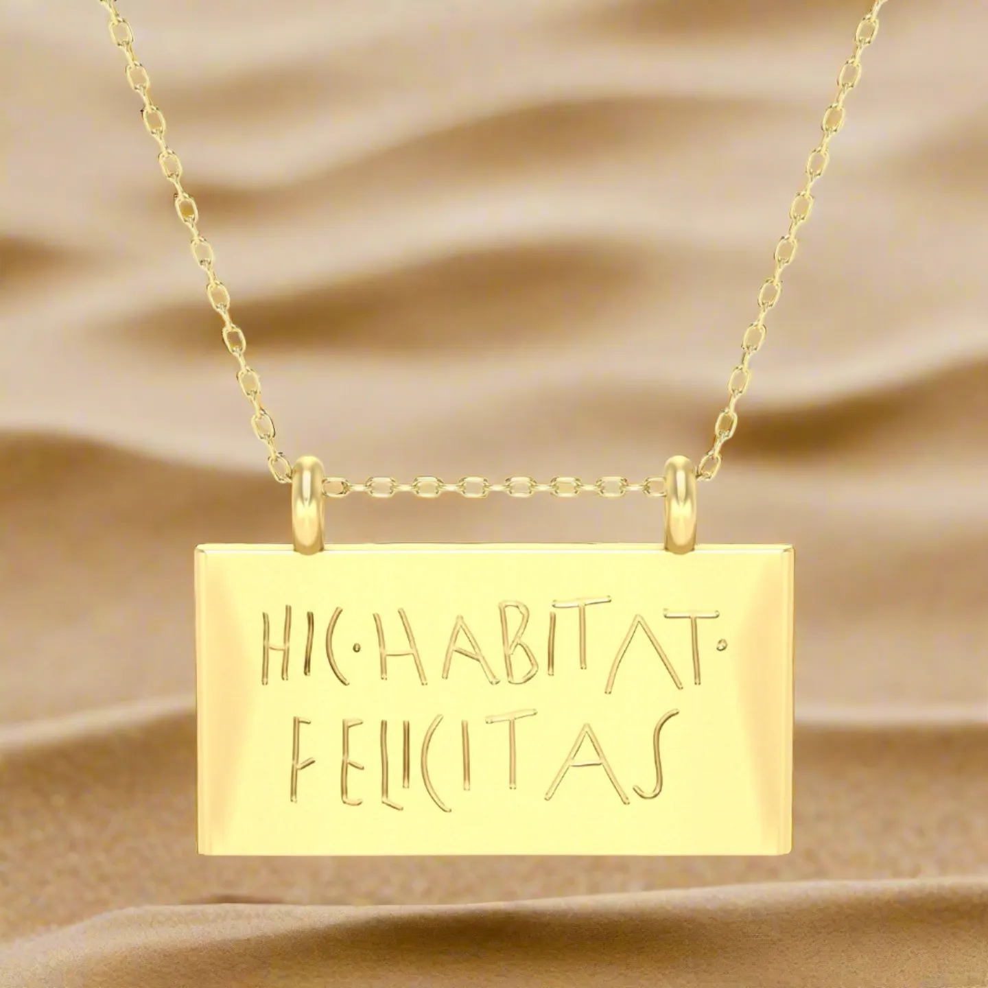 "Happiness Lives Here" Graffito Pendant