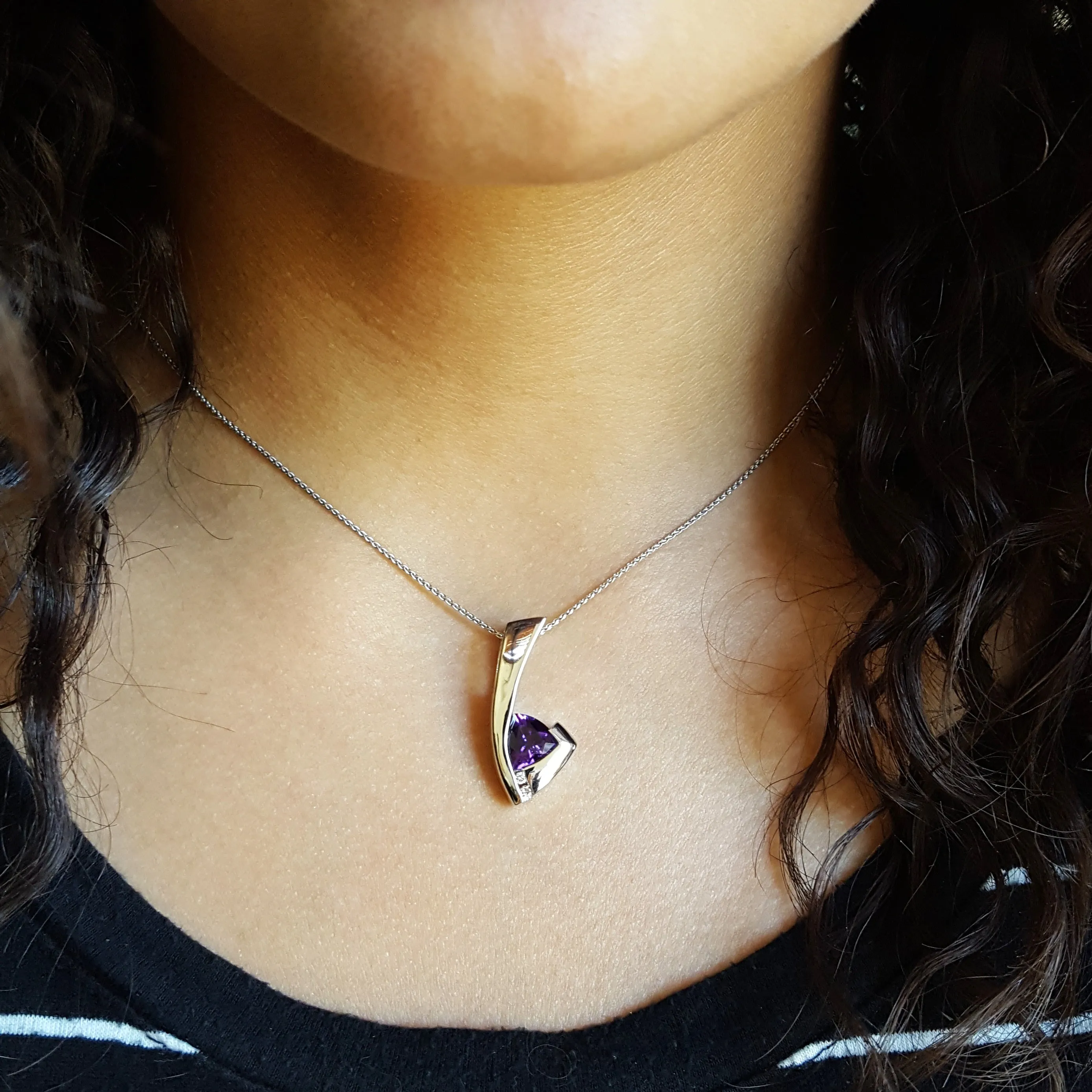 "Malia" 14k White Gold AZ Amethyst Pendant Slide