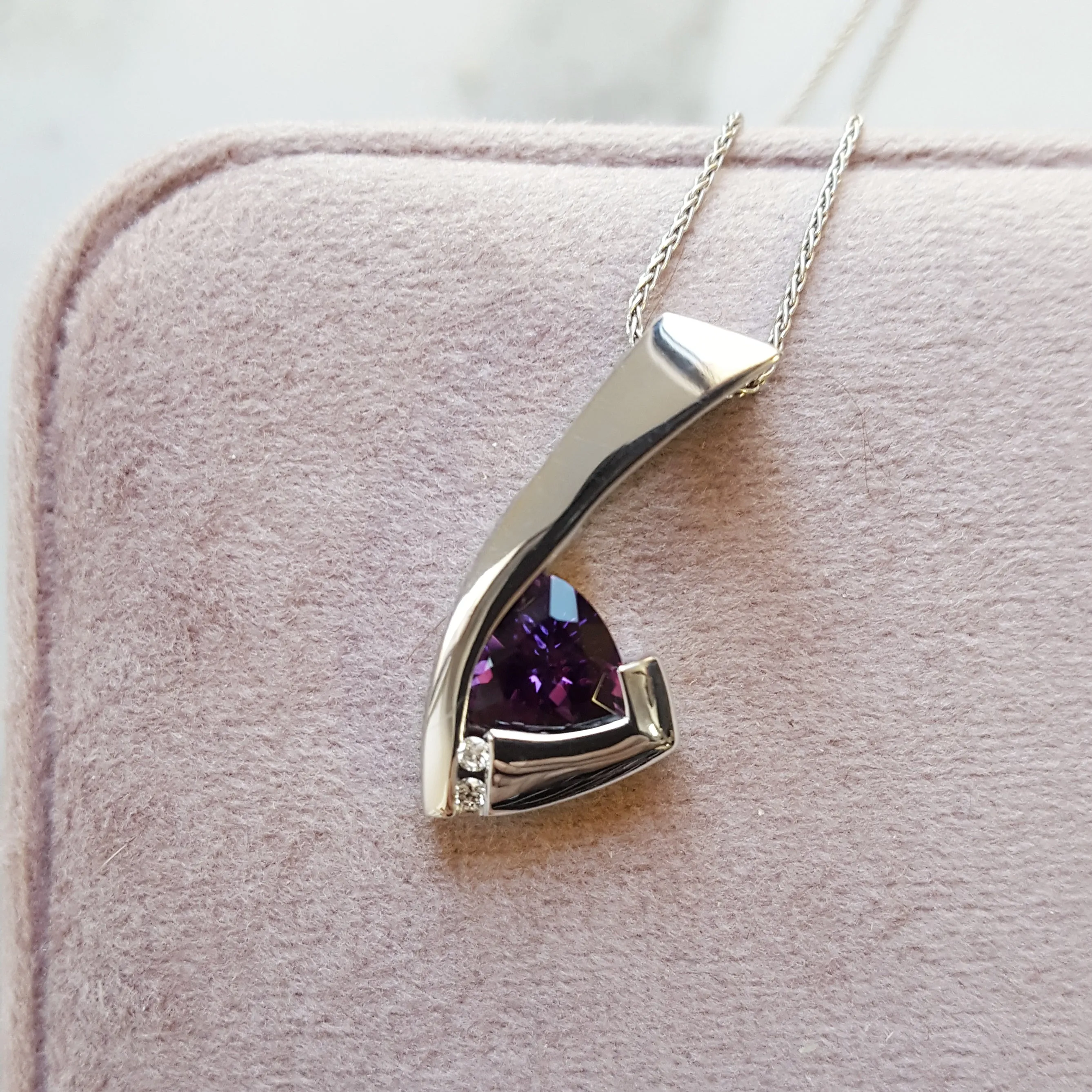 "Malia" 14k White Gold AZ Amethyst Pendant Slide