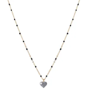 Rebecca Jolie Heart Gold & Black Necklace