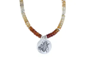 Recycled Silver Honey Bee Ombre Citrine Necklace